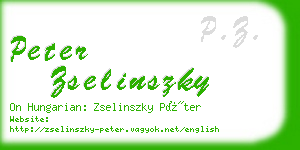 peter zselinszky business card